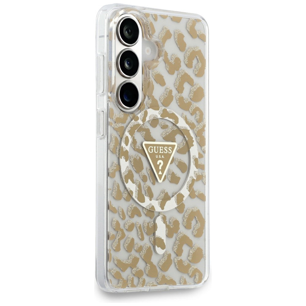 Husa MagSafe za Samsung Galaxy S26 S942, Guess, IML Leopard Pattern, Braon