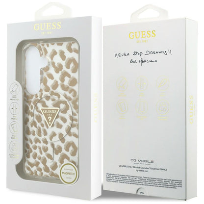 Husa MagSafe za Samsung Galaxy S26 S942, Guess, IML Leopard Pattern, Braon