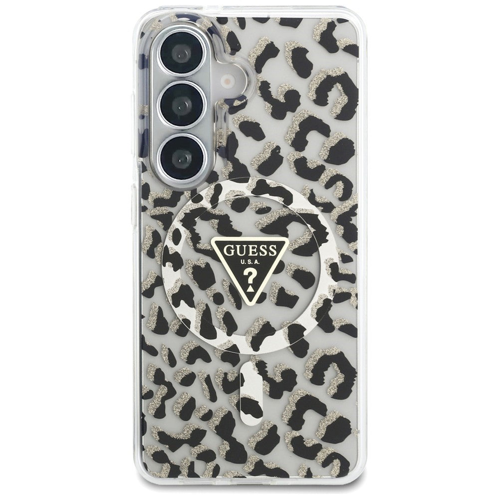 Futrola MagSafe za Samsung Galaxy S26 S942, Guess, IML Leopard Pattern, Crna