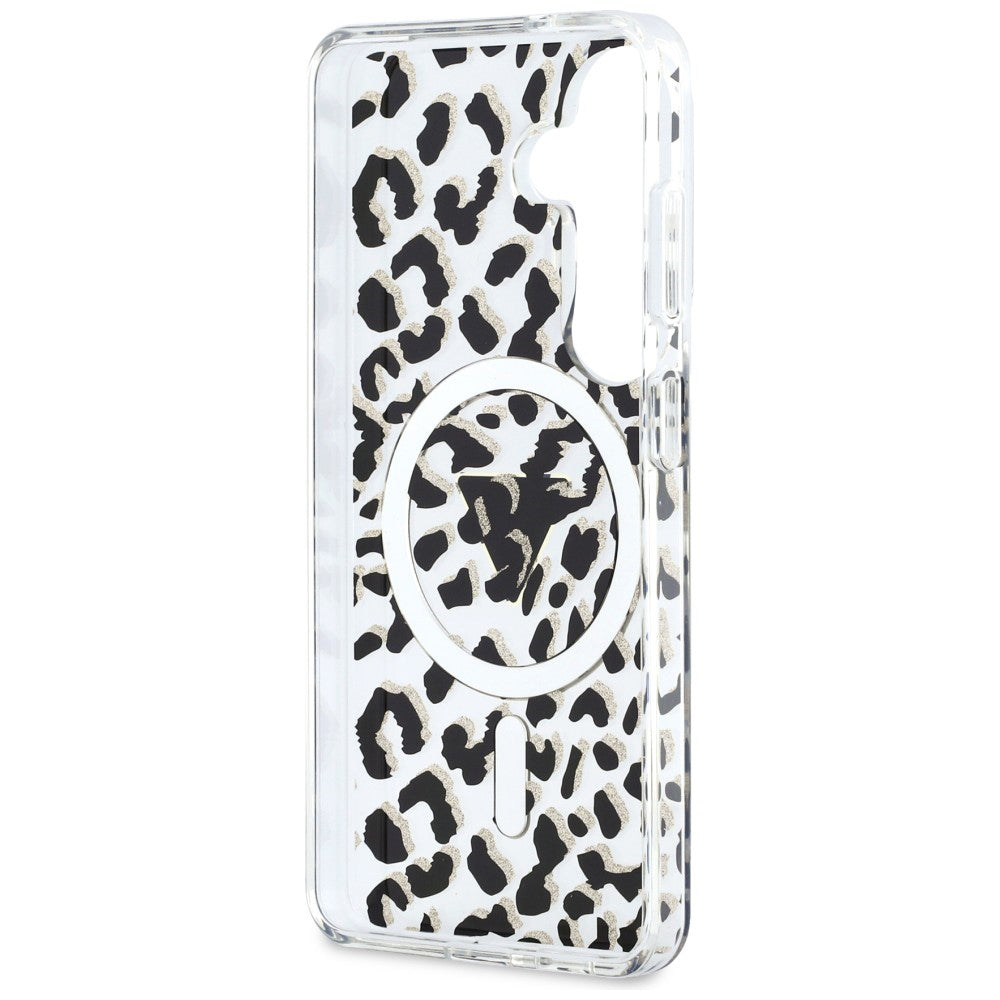 Futrola MagSafe za Samsung Galaxy S26 S942, Guess, IML Leopard Pattern, Crna