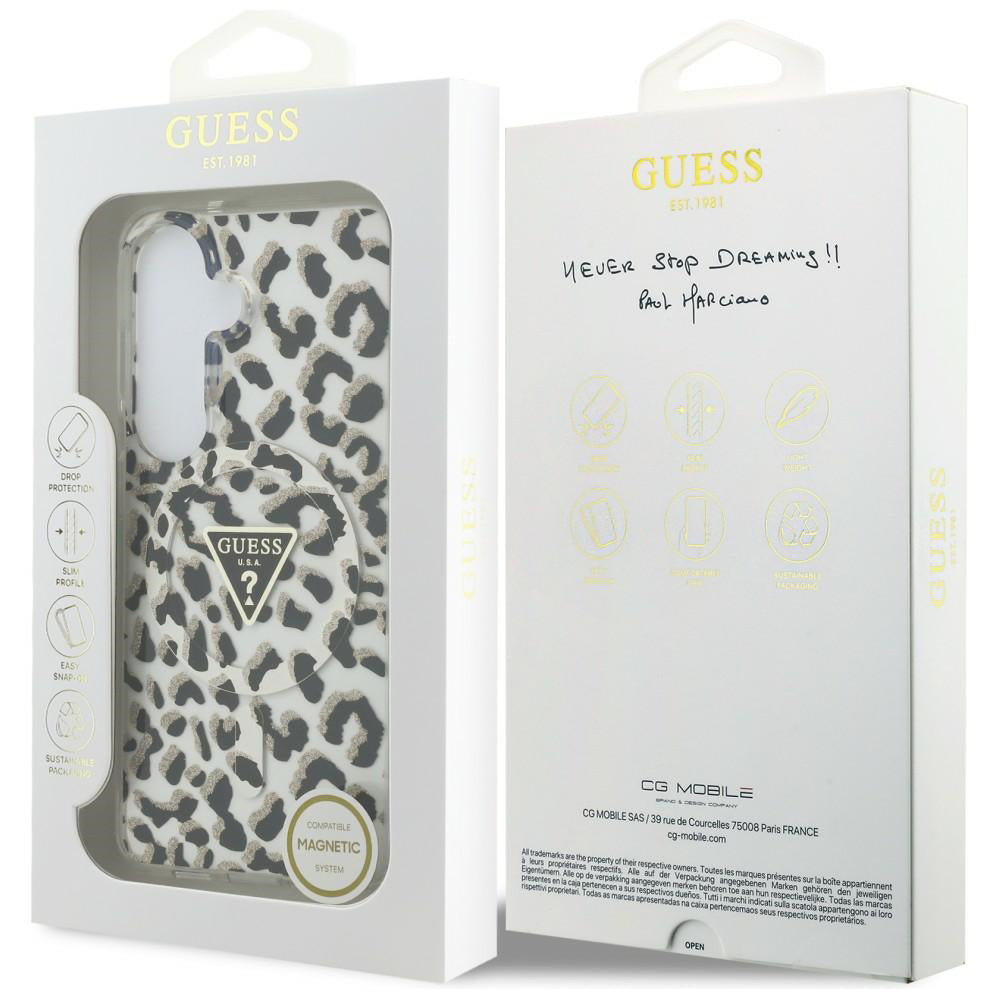 Futrola MagSafe za Samsung Galaxy S26 S942, Guess, IML Leopard Pattern, Crna