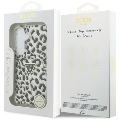 Futrola MagSafe za Samsung Galaxy S26 S942, Guess, IML Leopard Pattern, Crna