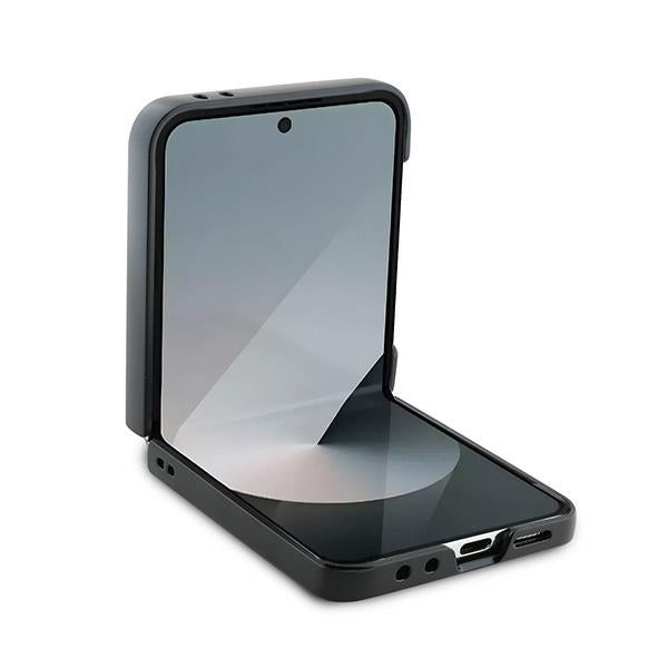 Futrola za Samsung Galaxy Z Flip7 FE F761 / Z Flip6 F741, Karl Lagerfeld, Saffiano Karl & Choupette Metal, Crna