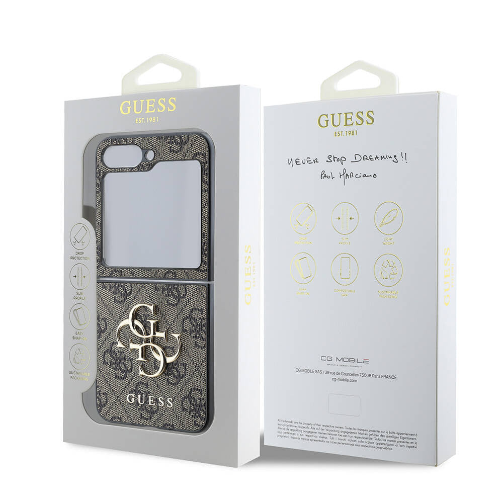 Futrola za Samsung Galaxy Z Flip7 FE F761 / Z Flip6 F741, Guess, 4G Metal Logo, Braon