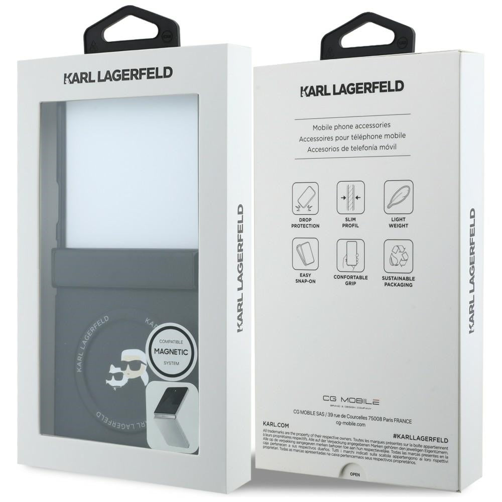 Futrola za Samsung Galaxy Z Flip8 F776, Karl Lagerfeld, Karl & Choupette Head Pin, Crna