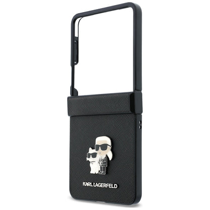 Futrola za Samsung Galaxy Z Flip8 F776, Karl Lagerfeld, Saffiano Karl & Choupette Metal Pin, Crna