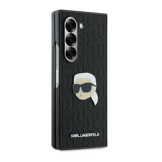 Futrola za Samsung Galaxy Z Fold6 F956, Karl Lagerfeld, Saffiano Monogram Karl's Head Metal, Crna