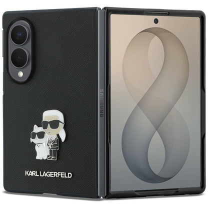 Futrola za Samsung Galaxy Z Fold8 F971, Karl Lagerfeld, Saffiano Karl & Choupette Metal Pin, Crna