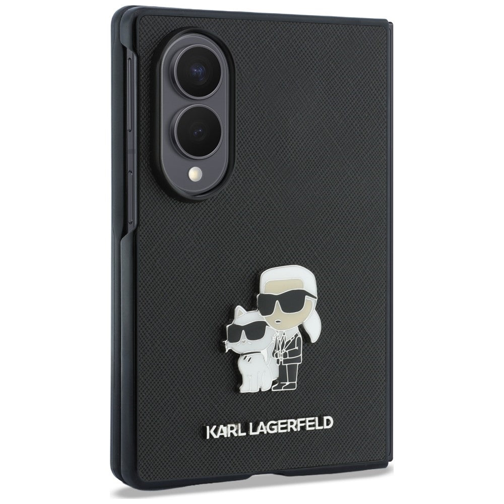 Futrola za Samsung Galaxy Z Fold8 F971, Karl Lagerfeld, Saffiano Karl & Choupette Metal Pin, Crna
