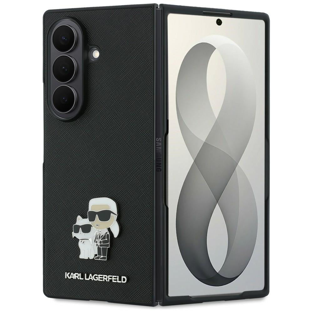 Futrola za Samsung Galaxy Z Fold8 Ultra F976, Karl Lagerfeld, Saffiano Karl & Choupette Metal Pin, Crna