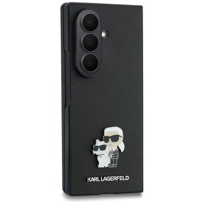 Futrola za Samsung Galaxy Z Fold8 Ultra F976, Karl Lagerfeld, Saffiano Karl & Choupette Metal Pin, Crna