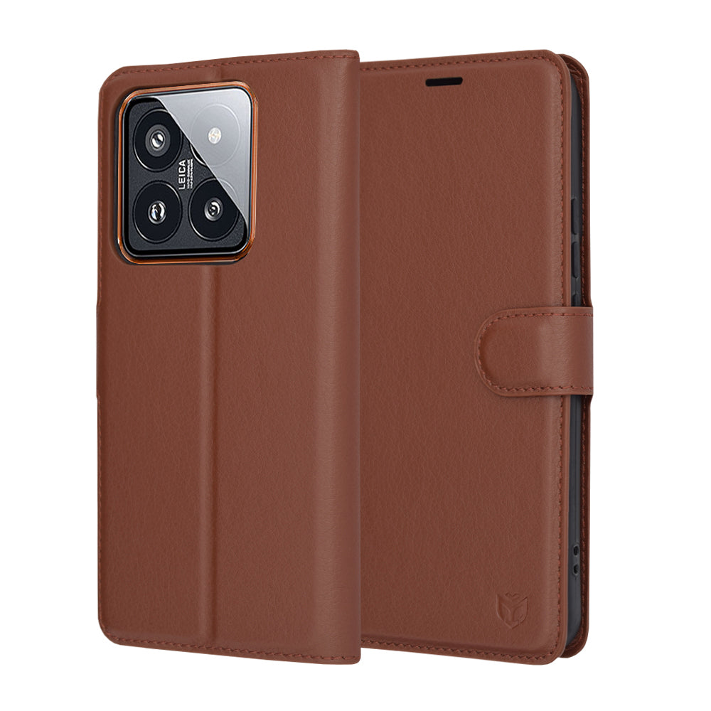 Futrola za Xiaomi 14 Pro, Techsuit, Leather Folio, Braon