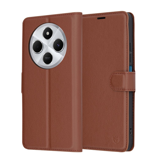 Futrola za Xiaomi Poco C75 / Redmi 14C, Techsuit, Leather Folio, Braon