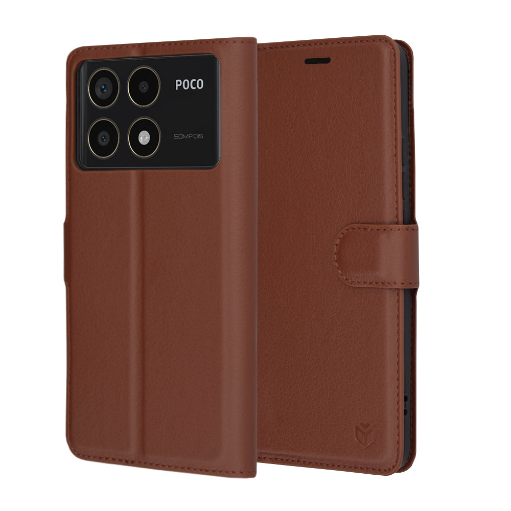 Futrola za Xiaomi Poco F6 Pro, Techsuit, Leather Folio, Braon