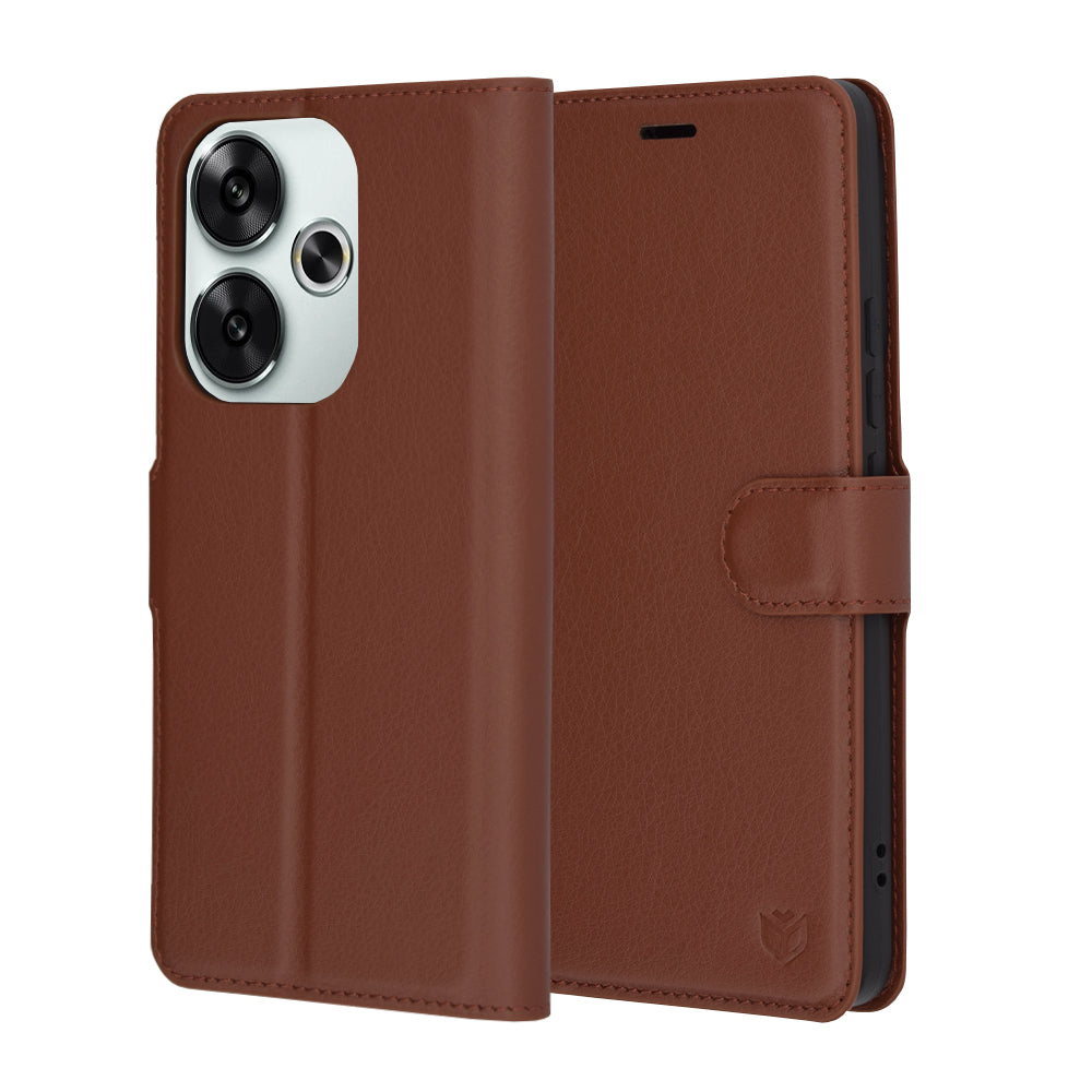 Futrola za Xiaomi Poco F6, Techsuit, Leather Folio, Braon