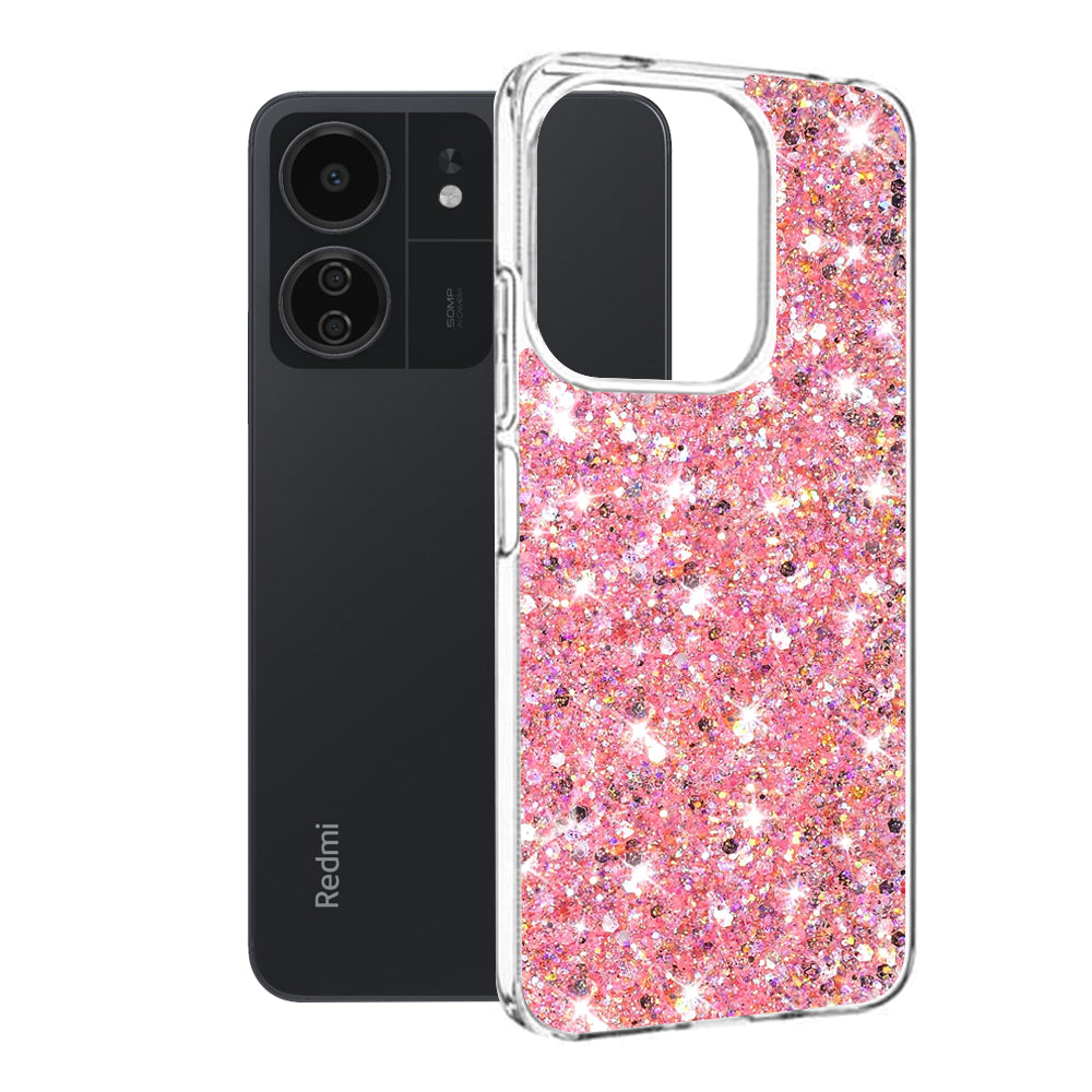Futrola za Xiaomi Poco M6 / C65 / Redmi 13C 5G / 13C, Techsuit, Sparkly Glitter, Roze