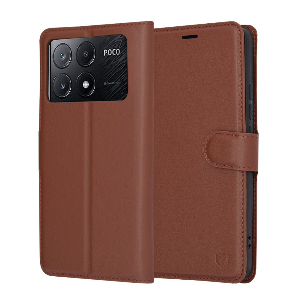 Futrola za Xiaomi Poco X6 Pro, Techsuit, Leather Folio, Braon