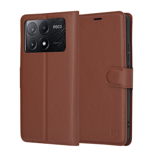 Futrola za Xiaomi Poco X6 Pro, Techsuit, Leather Folio, Braon