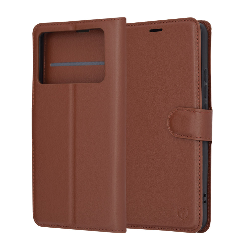 Futrola za Xiaomi Poco X6 Pro, Techsuit, Leather Folio, Braon