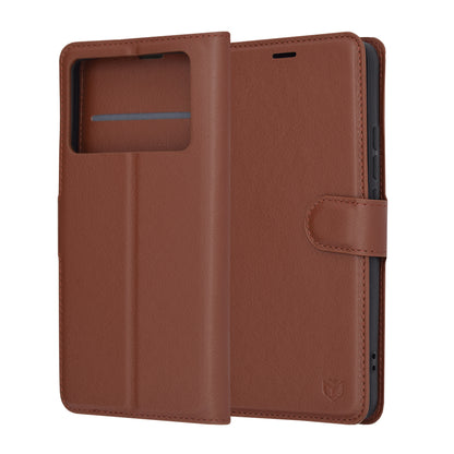 Futrola za Xiaomi Poco X6 Pro, Techsuit, Leather Folio, Braon