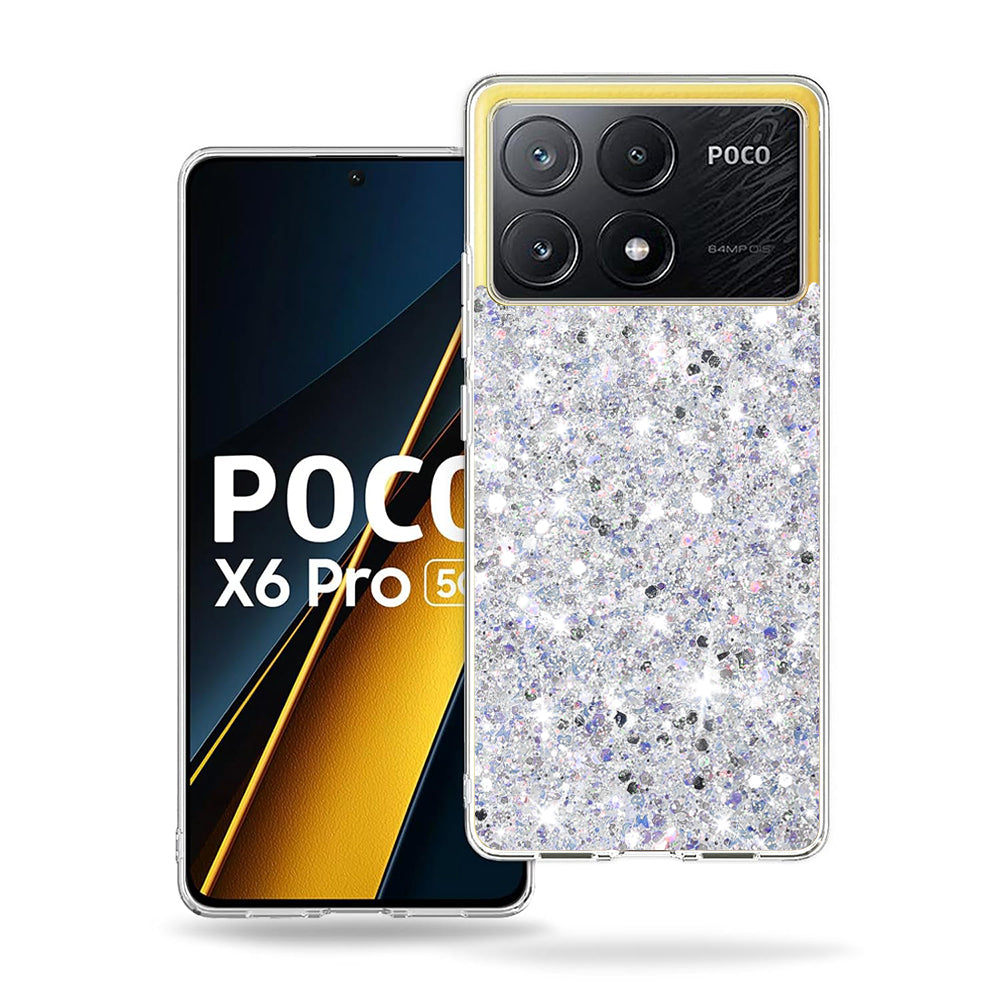 Futrola za Xiaomi Poco X6 Pro, Techsuit, Sparkly Glitter, Bela