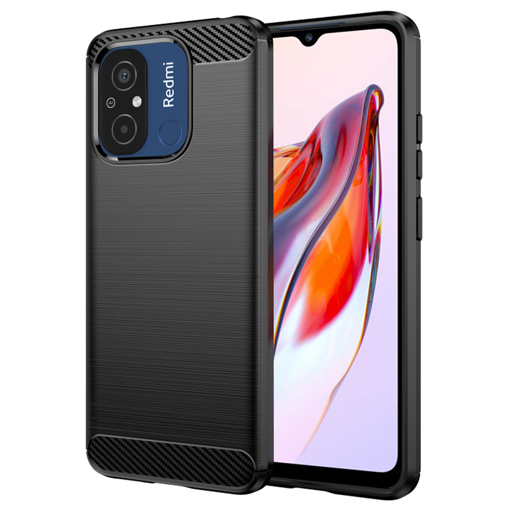 Futrola za Xiaomi Redmi 12C, Techsuit, Karbon, Crna