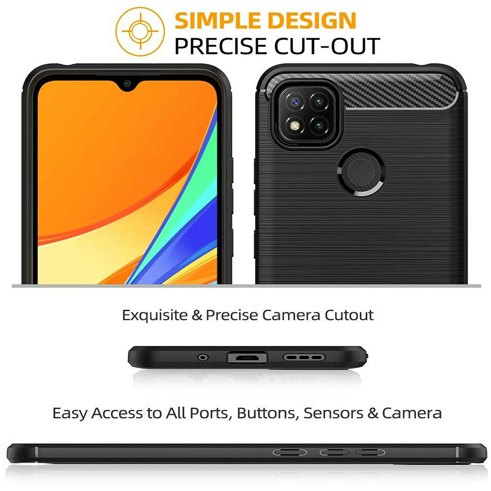 Futrola za Xiaomi Redmi 9C NFC / 9C, Techsuit, Karbon, Crna