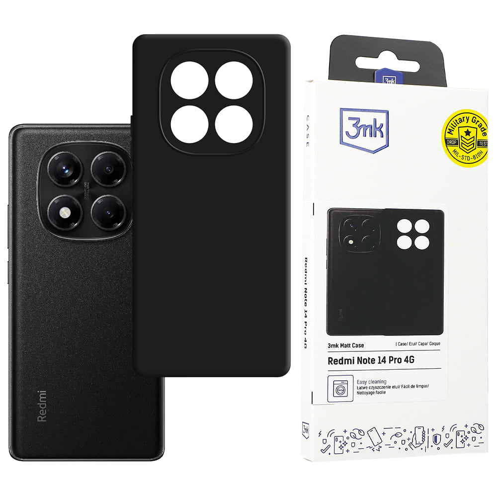 Futrola za Xiaomi Redmi Note 14 Pro 4G, 3MK, Crna Mat