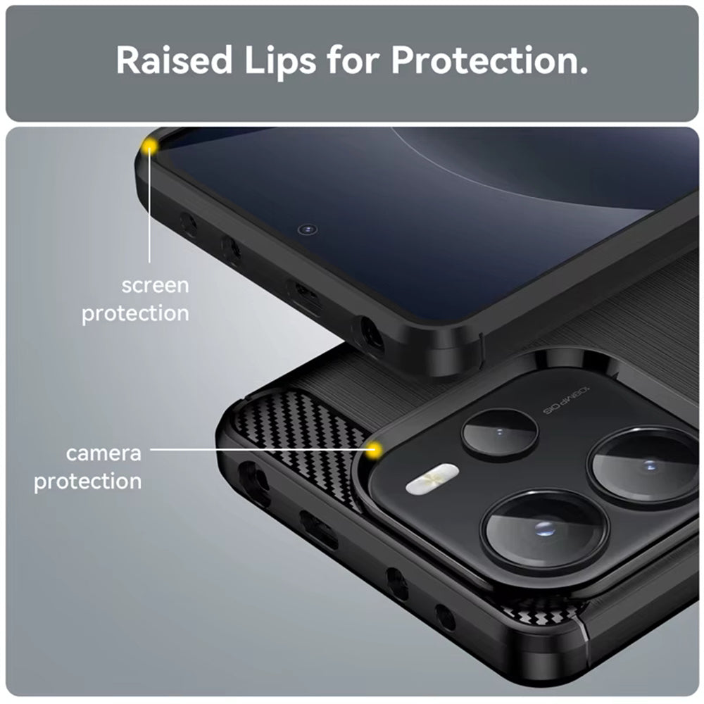 Futrola za Xiaomi Redmi Note 14S, Techsuit, Karbon, Crna