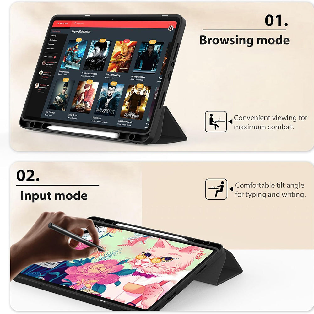 Futrola za Xiaomi Redmi Pad SE 8.7, Techsuit, Flex Trifold, Crna