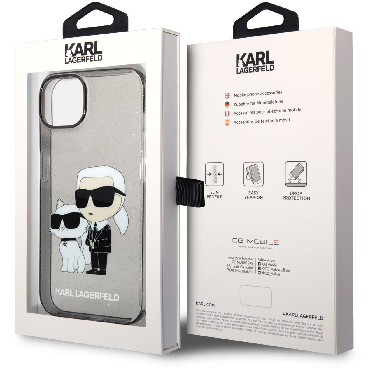 Futrola za Apple iPhone 14 Plus, Karl Lagerfeld, IML Glitter Karl and Choupette NFT, Crna