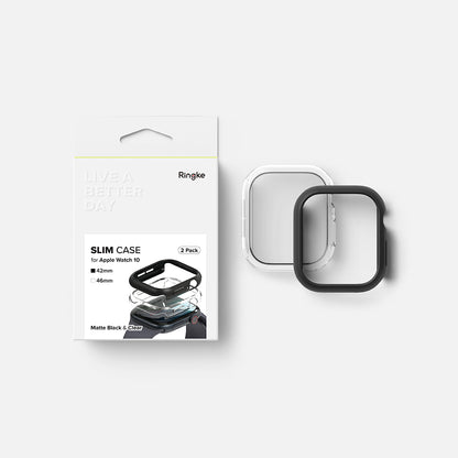 Ringke Slim futrola za Apple Watch Series 10 / 11 46mm, Set 2 komada, Mat Crna / Providna