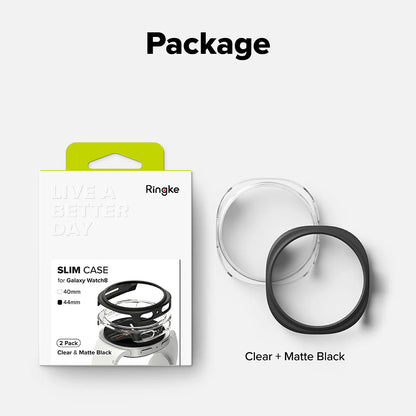 Ringke Slim futrola za Samsung Galaxy Watch8 44mm, Set 2 komada, Mat Crna