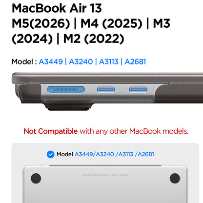 Spigen Airskin futrola za Apple MacBook Air 13inch (2026) / (2025) / (2024) / (2022), Crna Satenska ACS11531