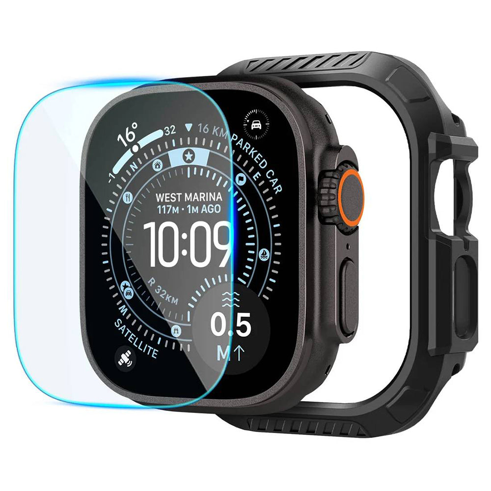 Spigen Lock Fit maska sa zaštitnim staklom za Apple Watch Ultra Series, crna ACS12054