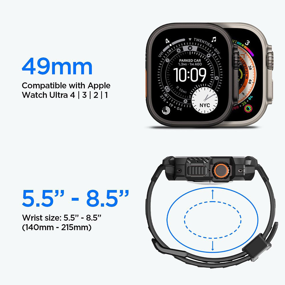 Spigen Rugged Armor Pro futrola sa zaštitom za ekran za Apple Watch Ultra Series, crna ACS12053