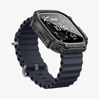 Futrola Spigen Rugged Armor sa zaštitnikom ekrana za Apple Watch Ultra Series, Crna ACS11414