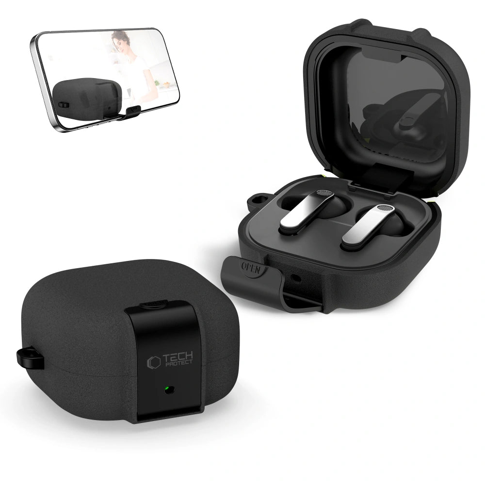 Futrola Tech-Protect Slim Hook za Samsung Galaxy Buds4 / Buds4 Pro, Crna