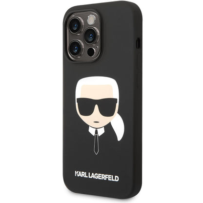 Futrola MagSafe za Apple iPhone 14 Pro, Karl Lagerfeld, Silikonska Karl Head, Crna