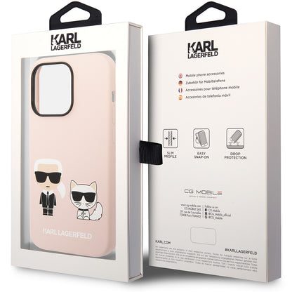 Futrola MagSafe za Apple iPhone 14 Pro, Karl Lagerfeld, Silikonsko telo Karl & Choupette, Roze