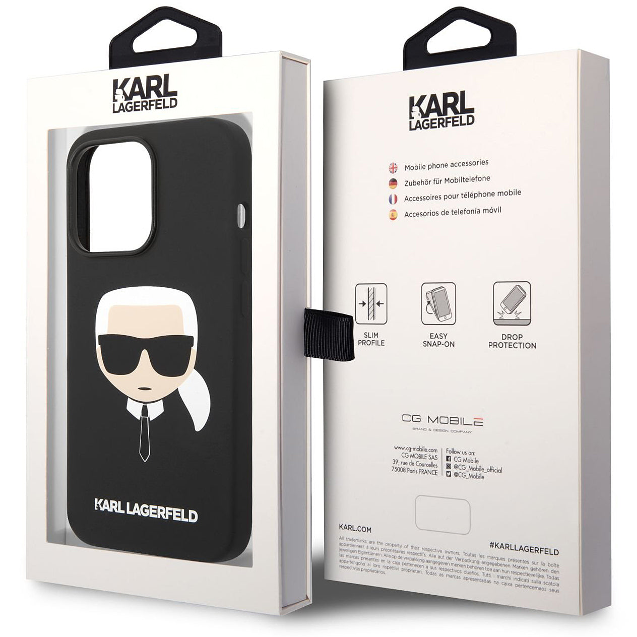 Futrola MagSafe za Apple iPhone 14 Pro, Karl Lagerfeld, Silikonska Karl Head, Crna