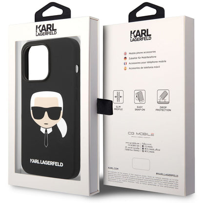 Futrola MagSafe za Apple iPhone 14 Pro, Karl Lagerfeld, Silikonska Karl Head, Crna