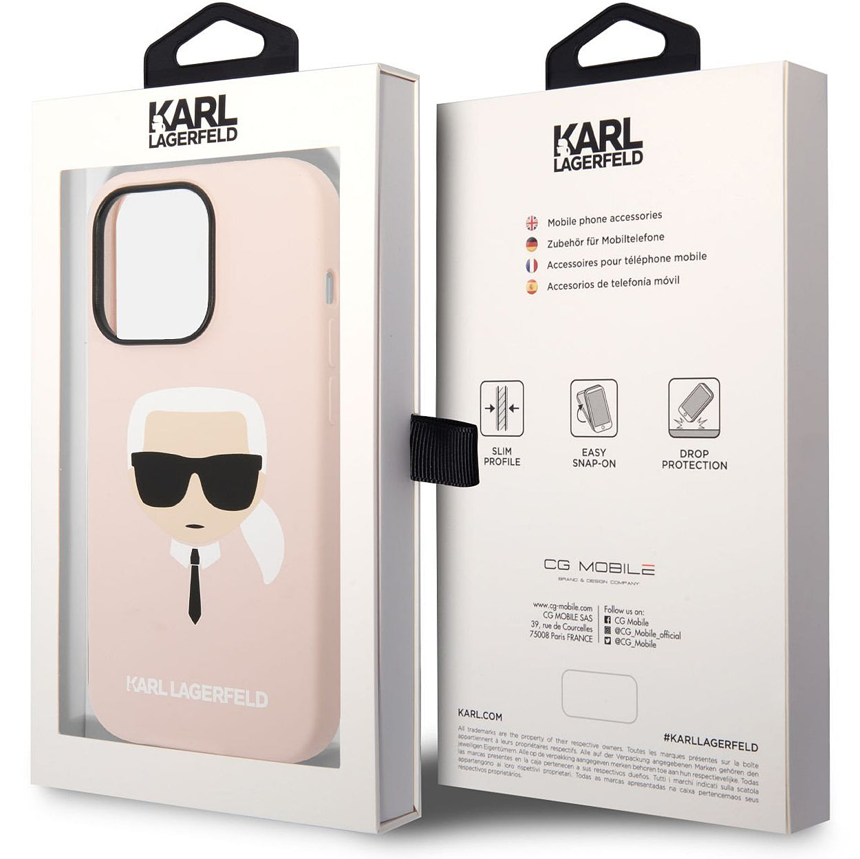 Futrola za Apple iPhone 14 Pro Max, Karl Lagerfeld, Silikonska Karl's Head, Roze