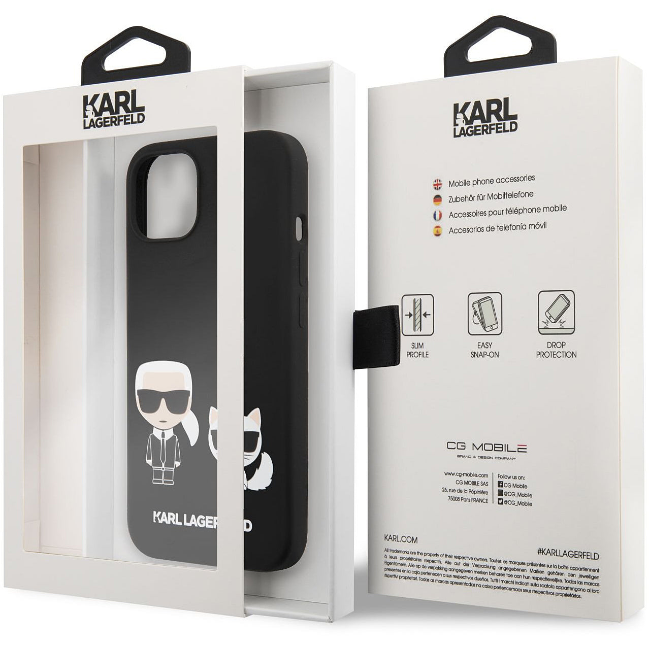 Futrola MagSafe za Apple iPhone 14 Plus, Karl Lagerfeld, Silikonska Karl & Choupette, Crna