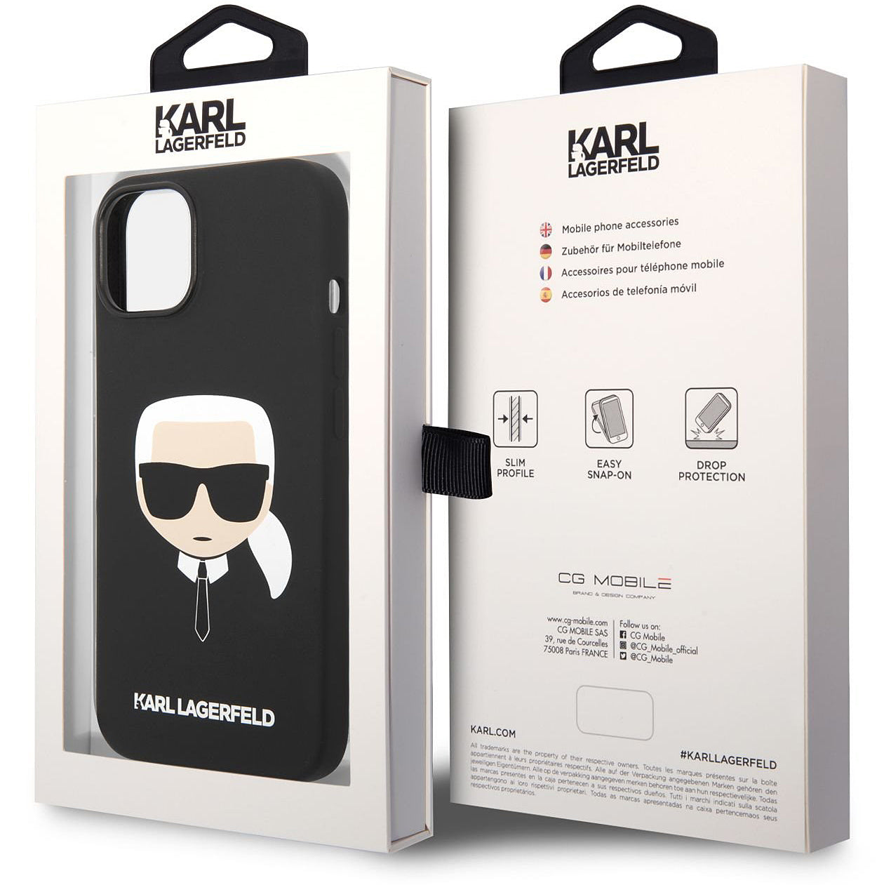 MagSafe futrola za Apple iPhone 14 Plus, Karl Lagerfeld, Liquid Silicone Karl Head, Crna