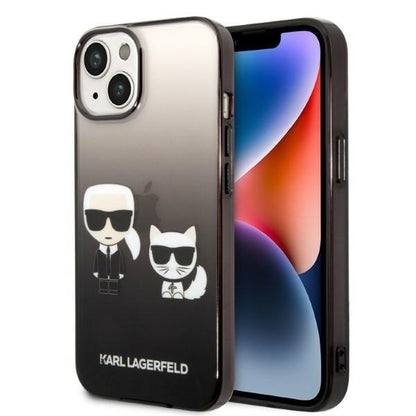 Futrola za Apple iPhone 14 Plus, Karl Lagerfeld, Gradient Karl & Choupette, Crna