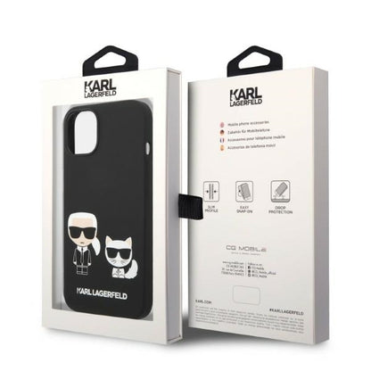 Futrola MagSafe za Apple iPhone 14 Plus, Karl Lagerfeld, Silikonska Karl & Choupette, Crna