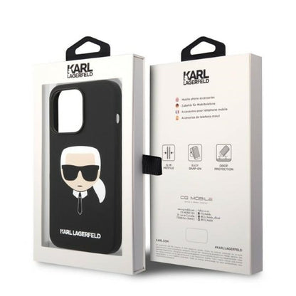 Futrola MagSafe za Apple iPhone 14 Pro, Karl Lagerfeld, Silikonska Karl Head, Crna