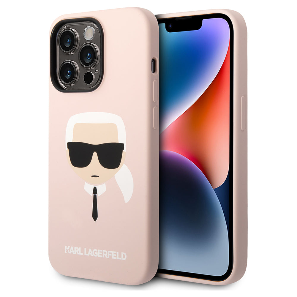 Futrola MagSafe za Apple iPhone 14 Pro, Karl Lagerfeld, Silikonska Karl Head, Roze