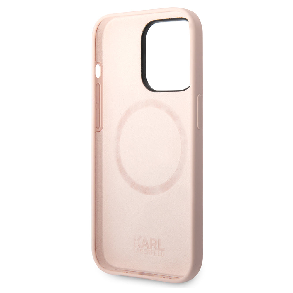 Futrola MagSafe za Apple iPhone 14 Pro, Karl Lagerfeld, Silikonska Karl Head, Roze